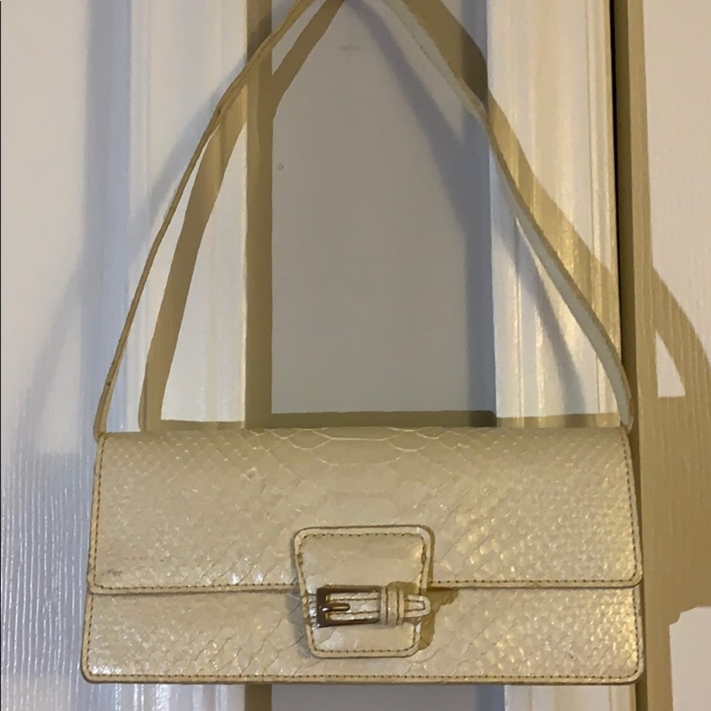 Cream snake skin small purse